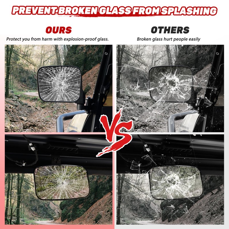 POKIAUTO UTV Side Mirrors Rear View Mirror Set for Polaris