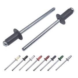 Marcopol Pack of 100 Painted Blind Rivets 4.0 x 8 mm, Dome Head, DIN 7337, Aluminium Rivets and Steel Mandrel, Pop (100, Anthracite Grey RAL 7016)