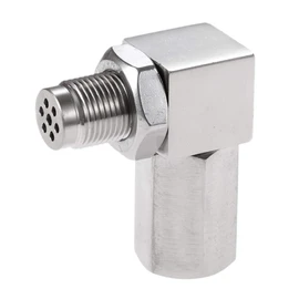 SURIEEN O2 Oxygen Sensor Spacer, 90 Degree Stainless Oxygen Sensor Spacer Connector Adapter M18 x 1.5, Right-Angle Connector Adapter O2 Sensor Spacer, Car Universal CEL Bung Fix Check Engine Light