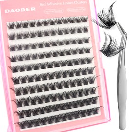 DAODER Self Adhesive Eyelashes Cluster | Wispy Natural Look | Pre-Glued Lash Clusters NO Glue Need Cluster Eyelash Extensions 8-16MM Pre-Bond Individual Lashes D Curl 120pcs