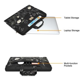 MOSISO Laptop Bag for Women, 17.3 inch Computer Bag Compatible with MacBook, HP, Dell, Lenovo, Asus, Notebook, 17-17.3 inch Laptop Messenger Shoulder Sleeve with Strap, Retro Flower