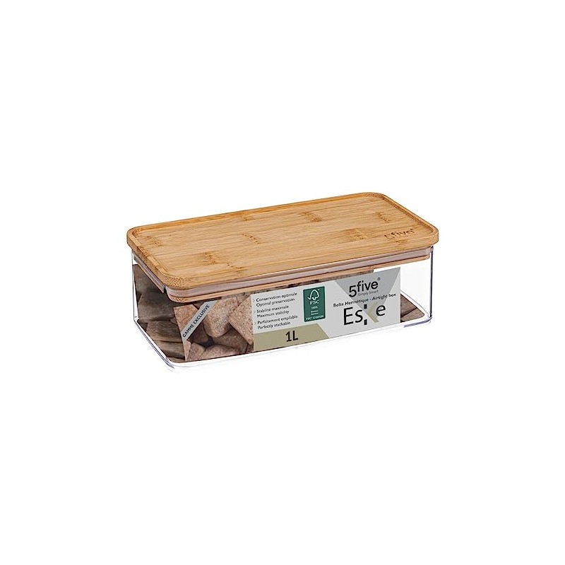 5five – Storage Container Rectangular Bamboo Lid "ESKE" 1 L