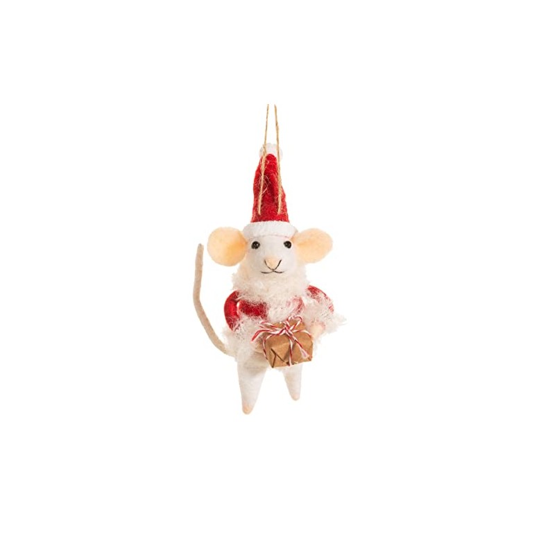 Sass & Belle Santa Mouse With Present Felt Decoration