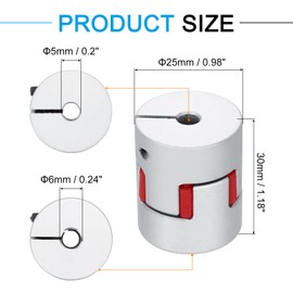 MECCANIXITY Aluminum Shaft Coupling Shaft Coupler 5mm to 6mm Flexible Spider Coupling L30mm x D25mm Coupler Jaw Spider Shaft Joint Connector for 3D Printers DIY CNC Router Milling Machine