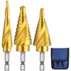 IRONANT 3PCS Step Drill Bit Set, Spiral Grooved HSS Titanium