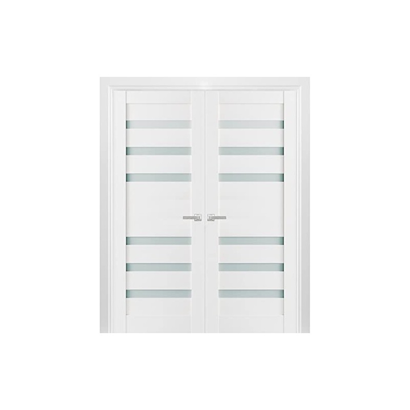 Solid French Double Doors Frosted Glass | Quadro 4266 White