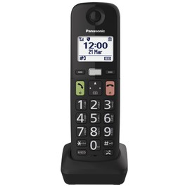 Panasonic KX-TGUA10EXB Additional Handset for KX-TGU130/KX-TGU110 Digital Cordless Phones - Large Buttons, Favourites Button, Hearing Aid Compatible, Main Unit Required, Black