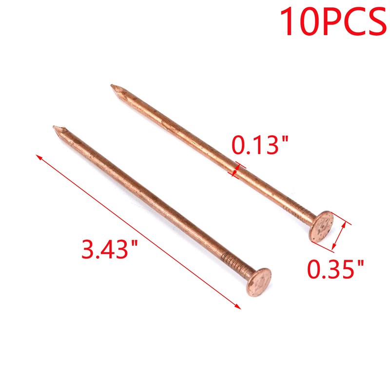 MY MIRONEY 10 Pack 3.4 Inch Copper Nails Solid Copper