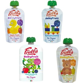 Baby Fruits Assortment Set of 4 - Apple Blueberry, Banana Raspberry, Strawberry, Peach, Organic Baby Smoothie, Sugar-free, Buy Set, Toddler Only