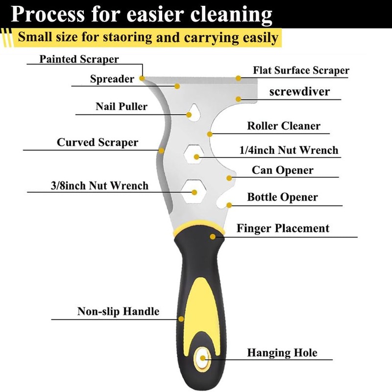 Scraper Tool, Stainless Steel 13-in-1 Painters Tool, Professional Multi Paint