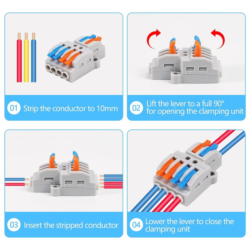 MELIFE 10PCS Lever Wire Connectors, 2 in 6 Out Quick