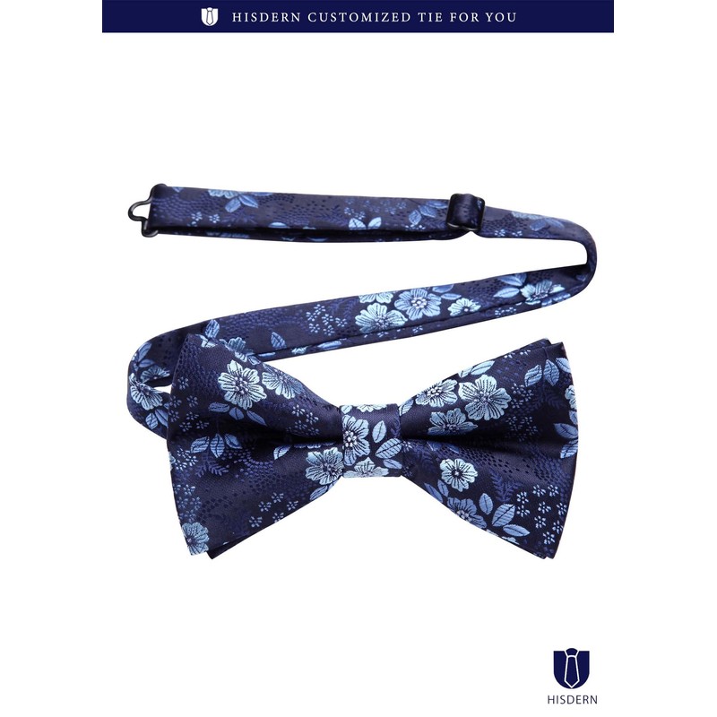 HISDERN Men's Bowtie, One-Touch Bowtie, with Chief, Adult, Weddings, Hook