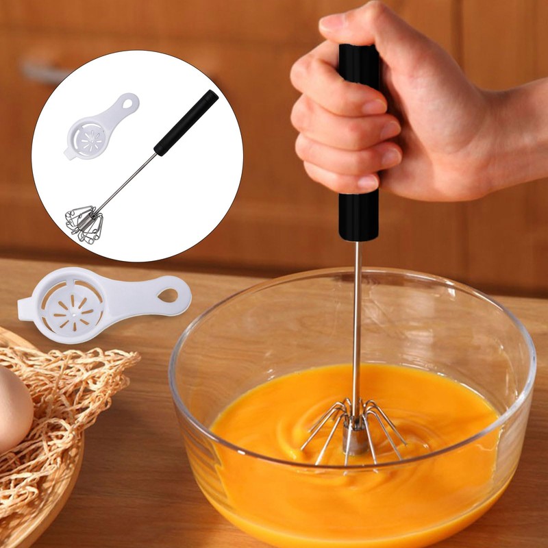 GWAWG Semi-Automatic Whisk, 10 inch Stainless Steel Effortless Whisk, Hand