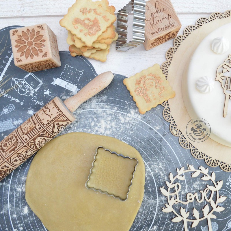 SCRAP COOKING 5139 Wooden Decorative Stamp for Pastry with 1