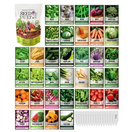 Gardeners Basics Survival Vegetable Seeds Garden Kit Over 16,000 Seeds Non-GMO and Heirloom, Great for Emergency Bugout Survival Gear 35 Varieties Seeds for Planting Vegetables 35 Free Plant Markers