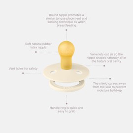 BIBS Colour Soother 2-Pack, BPA Free Dummy Pacifier, Round Nipple. Natural Rubber Latex, Made in Denmark, Size 2 (6-18 Months), Dusty Pink/Cora