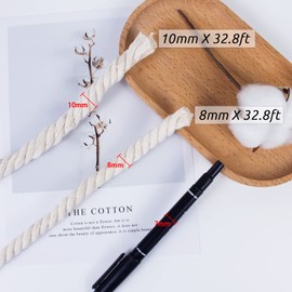 LEREATI 10mm Macrame Cord 10m Thick Macrame Rope Soft Cotton Rope, Natural Cotton Twine String for Macrame Plant Hanger, Wall Hanging, Knitting, DIY Crafts, Gardening, Decoration (Brown)