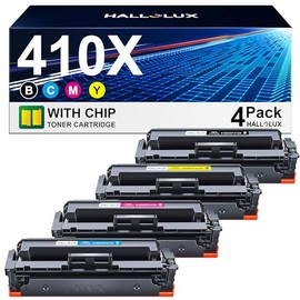 HALLOLUX 410X Toner Cartridges 4 Pack (with Chip) Replacement for HP 410X 410A Compatible with HP MFP M477fdw M477fdn M477fnw M452dn M452dw M452nw M377dw Printer Toner (4 Pack)