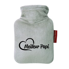 Huuraa Taschenwärmer Meilleur Papi Cœur Geschenk 0,2 Liter Grey Mini Veloursbezug Meilleur Papi Geschenkidee