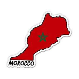 Squiddy Morocco Map with Flag - Vinyl Sticker for Car, Laptop, Notebook - 5"