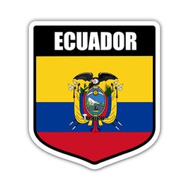 Squiddy Ecuador Flag Shield - Vinyl Sticker for Car, Laptop, Notebook (5" high)
