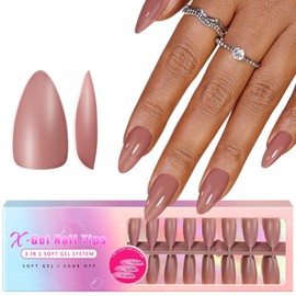 SXVME Mauve Gel X Nail Tips Medium Almond Gel X Tips Pre-colored Gel X Nails Medium Press on Nails Pre Applied Tip Primer Soft Gel Nail Tips NaturalAcrylic Fake Nails Extensions for DIY Nail,300Pcs