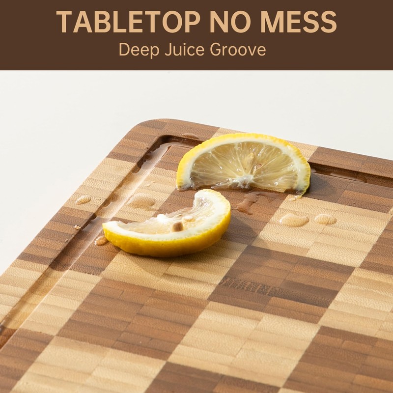 Bamboo Cutting Boards for Kitchen, End Grain Wood Cutting Board