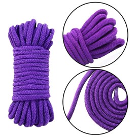 Evealyn Soft Rope Cord,Soft Cotton Rope 3 Pack 10 M/33 Feet 8 MM Solid Braided Twisted Ropes Cotton Rope Craft Rope (Black Red Purple)