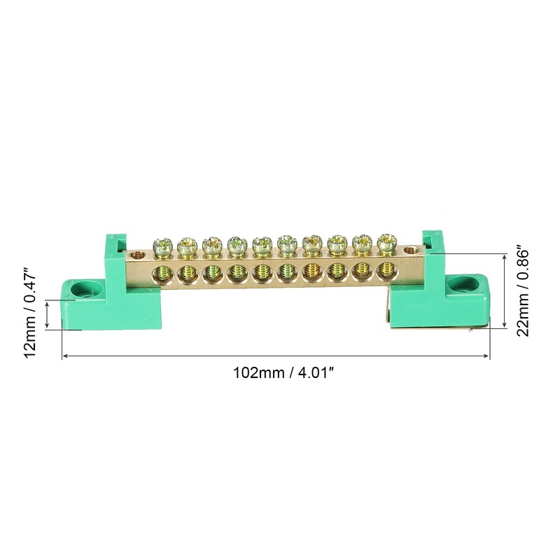 sourcing map Terminal Ground Bar Screw Block Barrier Brass 10