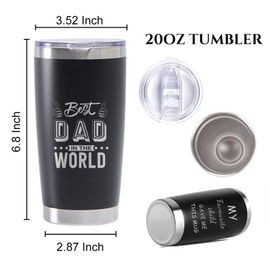 Best Dad in the World Water Bottle 20oz Dad Bottle Stainless Steel Insulated Tumbler with Lid, Gifts for Father from Daughter Son, Dad Gifts for Birthday Christmas Fathers Day