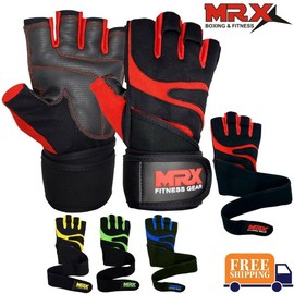 MRX Weight Lifting Gloves Gym Workout Training Bodybuilding Wrist Strap - Color: Yellow, Size: M