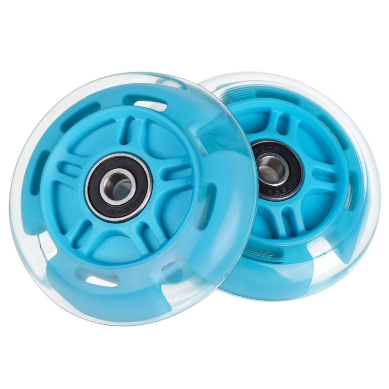WHEELGOO 2-Pack Rear 80mm Scooter Replacement Wheels Colorful Flashing Wheels
