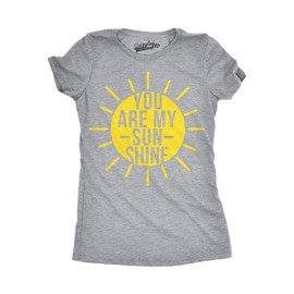 Womens You are My Sunshine T Shirt Funny Summer Tee Cute Adorable Graphic Tee Funny T Shirts Cool Summer Top Women's Novelty Tees Light Grey L
