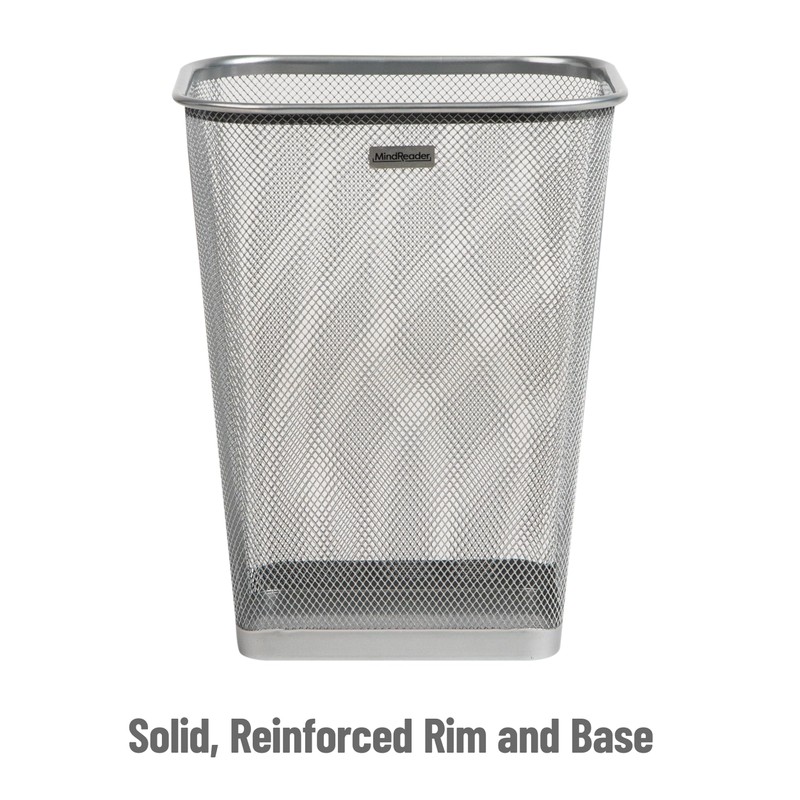 Mind Reader Mesh Trash Can, Waste Paper Basket, Square, Office,