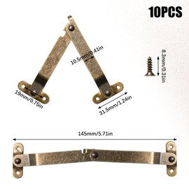 Sxutop Pack of 10 Folding Support Hinge Folding Hinge Soft Close Flap Holder Flap Fitting Lid Support Long Lid Hinge with Screws for Cabinet Chest, Furniture Door Lid Support, Retro Hinge
