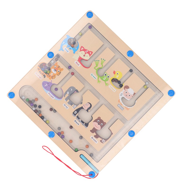 Magnetic Color and Number Maze Board Early Education Wooden Matching