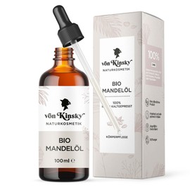 von Kinsky® Organic Almond Oil - 100 ml Pure and Cold Pressed as Skin Care, Hair Treatment, Massage Oil & Baby Oil - Natural Cosmetics Made in Germany