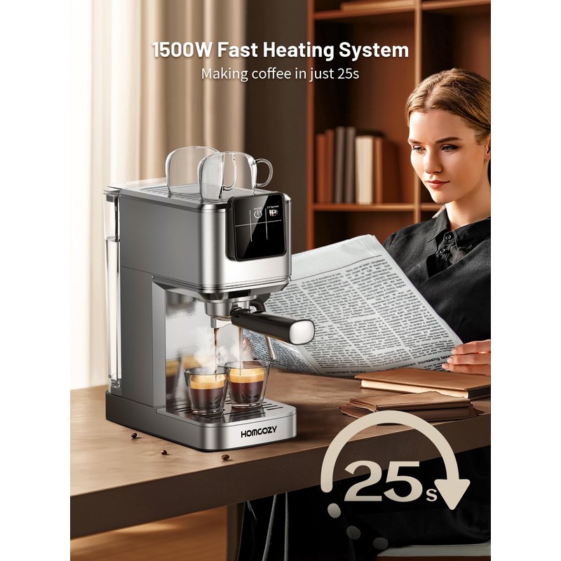 HomCozy Espresso Machine 20 Bar Coffe Maker with Rapid Cold