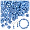 150 Pcs Rhinestone Beads for Crafting, 10mm Shiny Round Shamballa Disco Beads, Light Blue Sparkle Crystal Clay Bead for DIY Necklace Jewelry Making Holidays Decorations