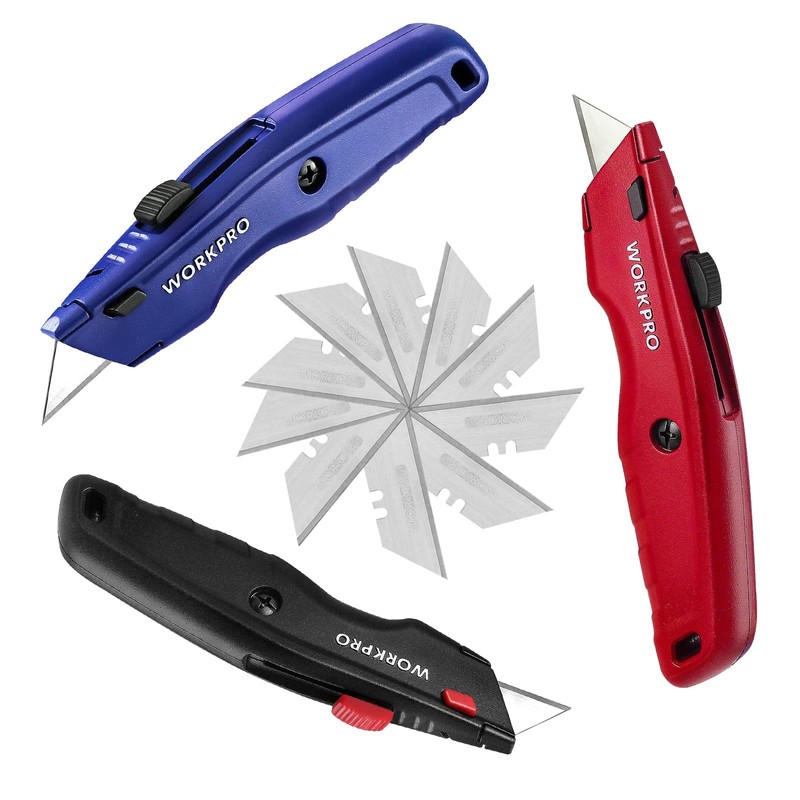 WORKPRO Premium Utility Knife, Retractable All Metal Heavy Duty Box