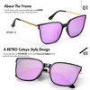 SIPHEW Polarized Cat Eye Mirrored Sunglasses for Women - Designer