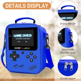 Ruokey Boys Lunch Box for School, Gamer Kids Lunch Bag for Boys Girls, Insulated Video Game Lunchbox Waterproof Leakproof with Adjustable Shoulder Strap