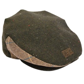 Patrick Francis Green Tweed Celtic Knot Flat Cap (Green Tweed, Large)