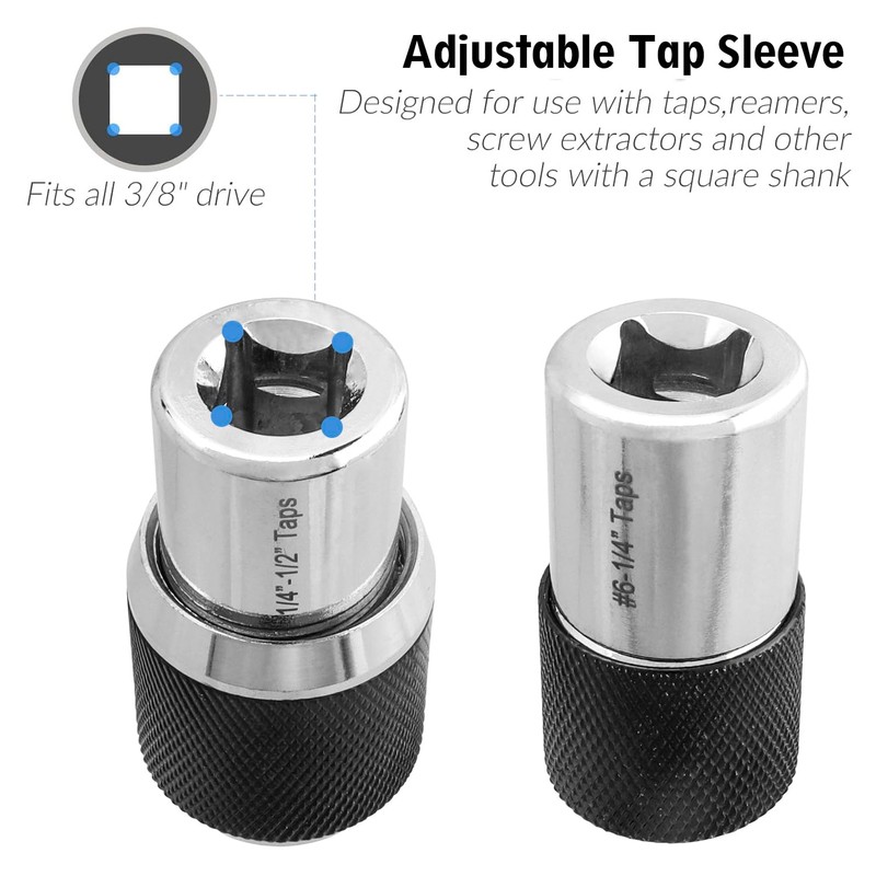 Bestgle 2Pcs Screw Tap Socket Set, 3/8" Square Drive Extraction