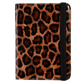 BECEERE Passport Holder Covers,Premium Leather Passport Holder,with RFID Blocking,Travel Documents Organizer Protector,Cute Passport Wallet for Women/Men (Leopard print)