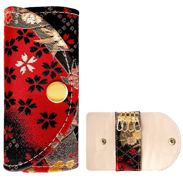leo&aoi Nishijin Textile Key Case, Women's, Men's, 4 Strands, Smart