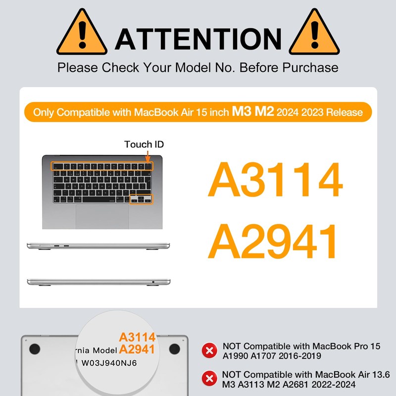 MOSISO Case Compatible with 15 Inch MacBook Air, 2024, 2023
