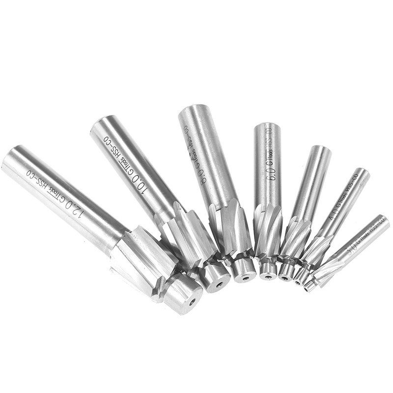 7pcs/set Counterbore Set M3- High Quality High-speed Steel 4 Flutes