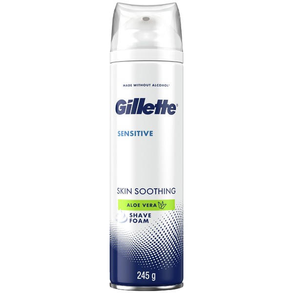 Gillette Sensitive Skin Soothing Aloe Vera Shave Foam 245g (Aerosol)