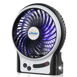 efluky 3 Speeds Mini Desk Fan, Rechargeable Battery Operated Fan with LED Light, Portable USB Fan Quiet for Home, Office, Travel, Camping, Outdoor, Indoor Fan, 4.9-Inch, Black | efluky